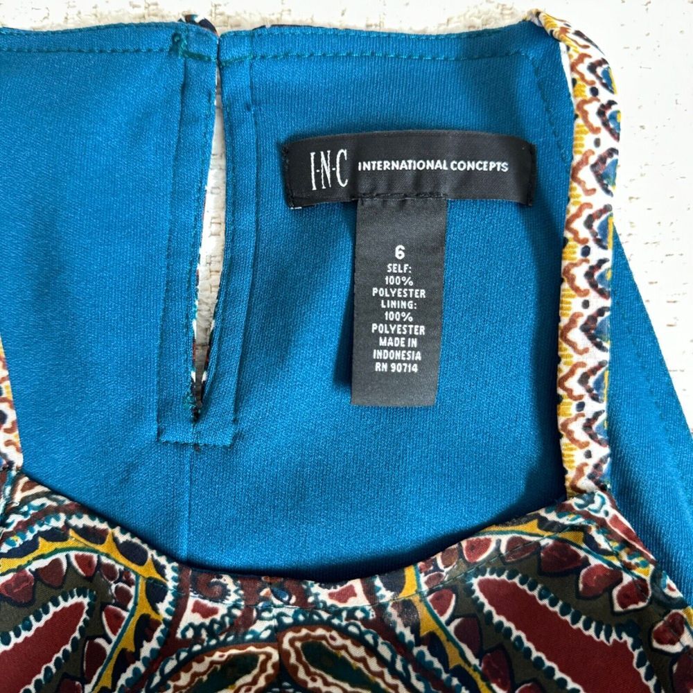 INC Halter Paisley Handkerchief Hem Dress Lined International Concepts Summer 6 - Picture 9 of 13